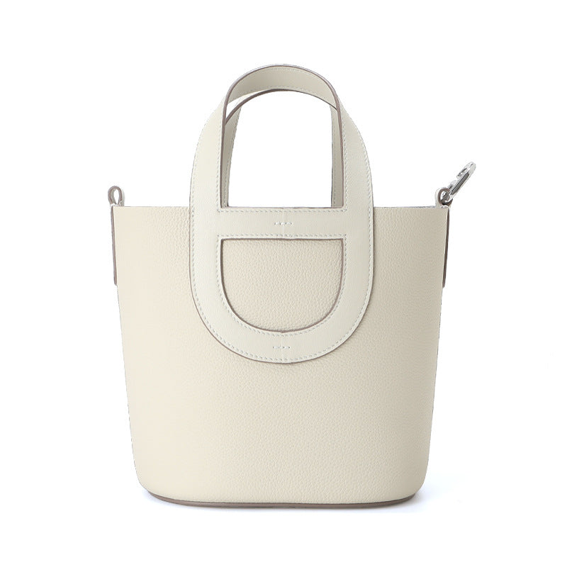 Top Grain Leather Pig Nose Mini Tote Bag Woman Bucket Bag