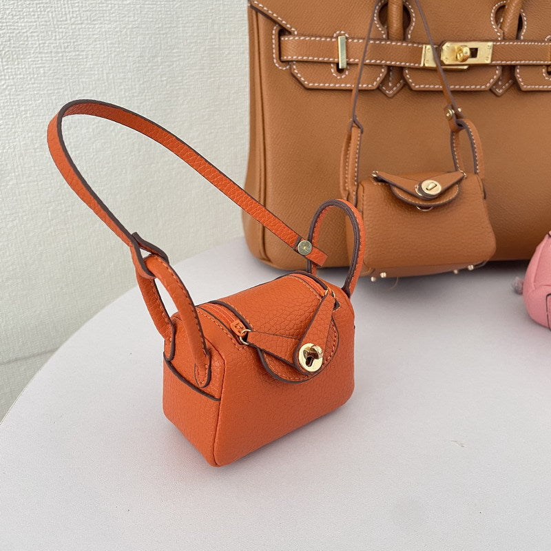 Iconic Inspired Mini Lindi Handbag Charm Vegan Leather Earphone Storage Bag