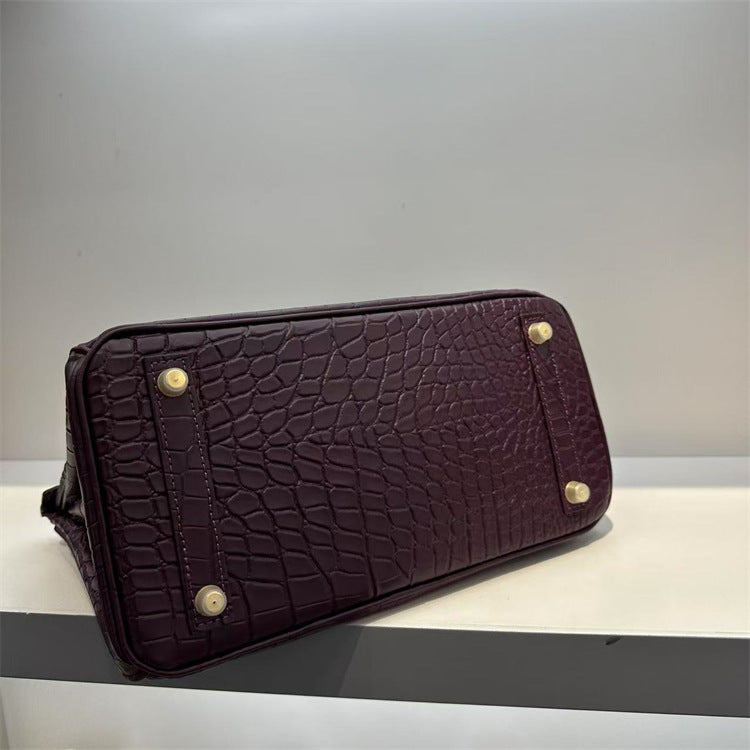 Inspired Berkin Bag Crocodile Pattern Leather Evercolor Handbags for Woman