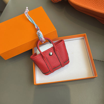 Top Grain Leather Inspired Mini Garden Party Bag Charm Holder for AirPods Pro