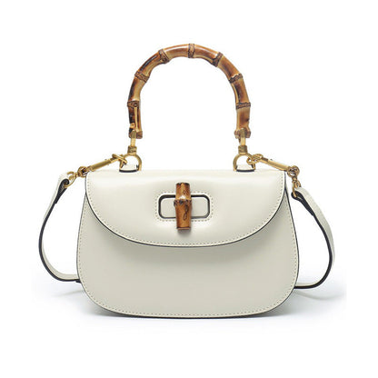 Genuine Leather Inspired Retro Bamboo Top Handle Mini Bag