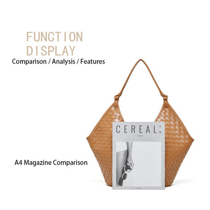 Large Capacity Woven Leather Underarm Bag for Daily Commute