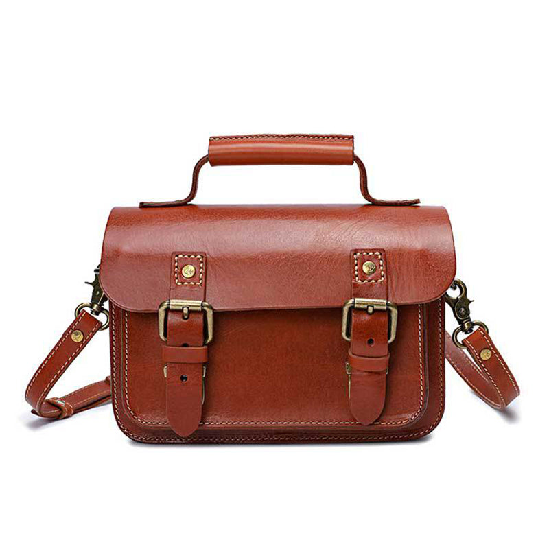 Vegetable Tanned Leather Unisex Messenger Bag