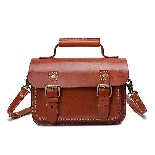 Vegetable Tanned Leather Unisex Messenger Bag