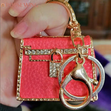 Load image into Gallery viewer, Inspired Mini Kelly Bag Charm Rhinestone Keychain
