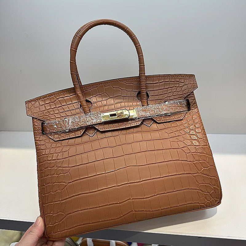 Inspired Berkin Bag Crocodile Pattern Leather Evercolor Handbags for Woman