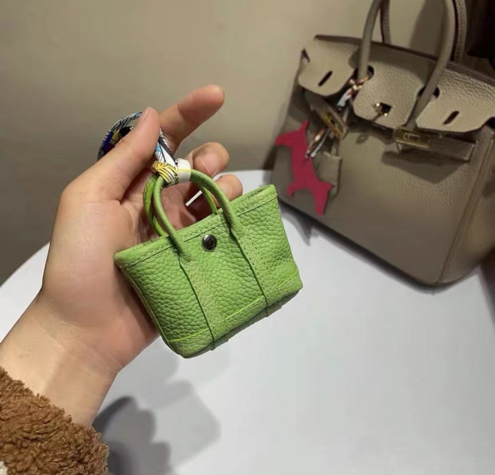 Top Grain Leather Inspired Mini Garden Party Bag Charm Holder for AirPods Pro