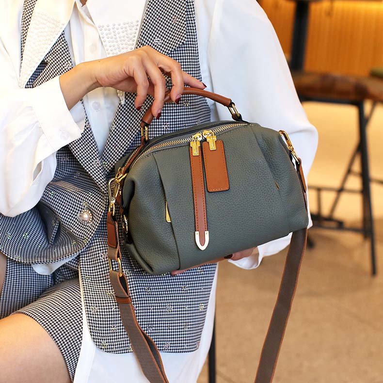 Togo Leather Boston Bag | Cowhide Crossbody Satchel