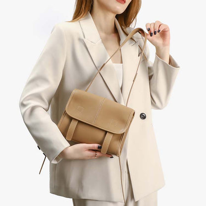 Retro Top-Grain Cowhide Mini Crossbody Bag - Vintage Genuine Leather Small Square Satchel for Women
