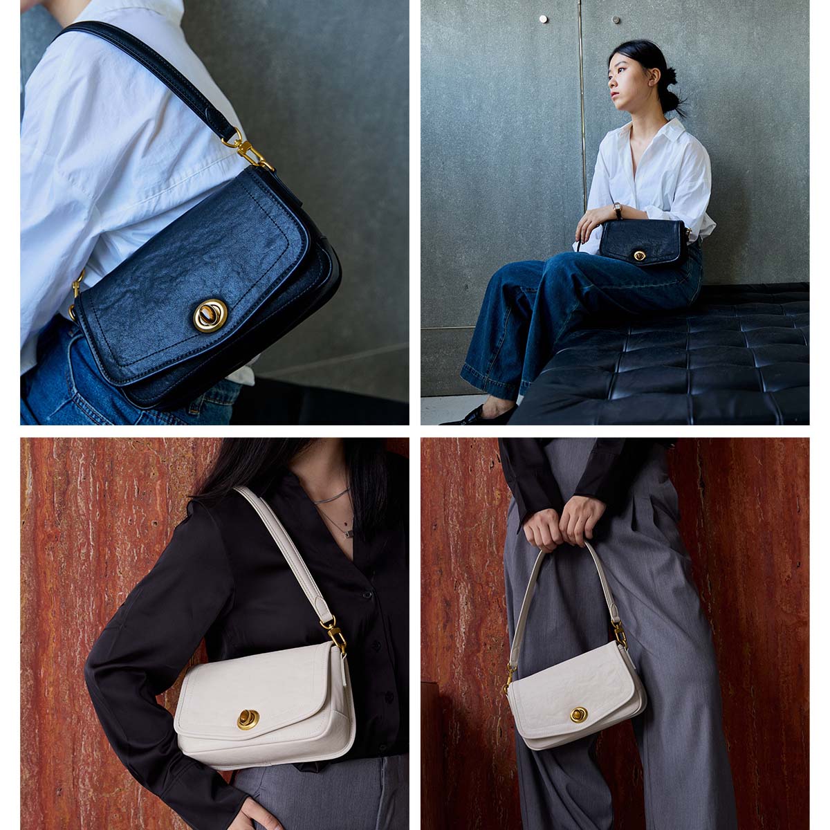 French Underarm Leather Bag Premium Square Handbag