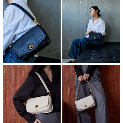 French Underarm Leather Bag Premium Square Handbag