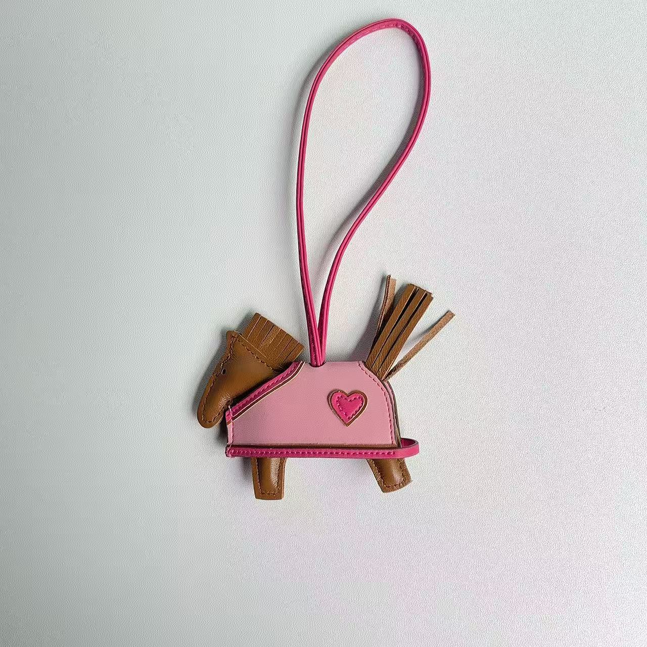 Horse Bag Charm Sheep Leather Keychain