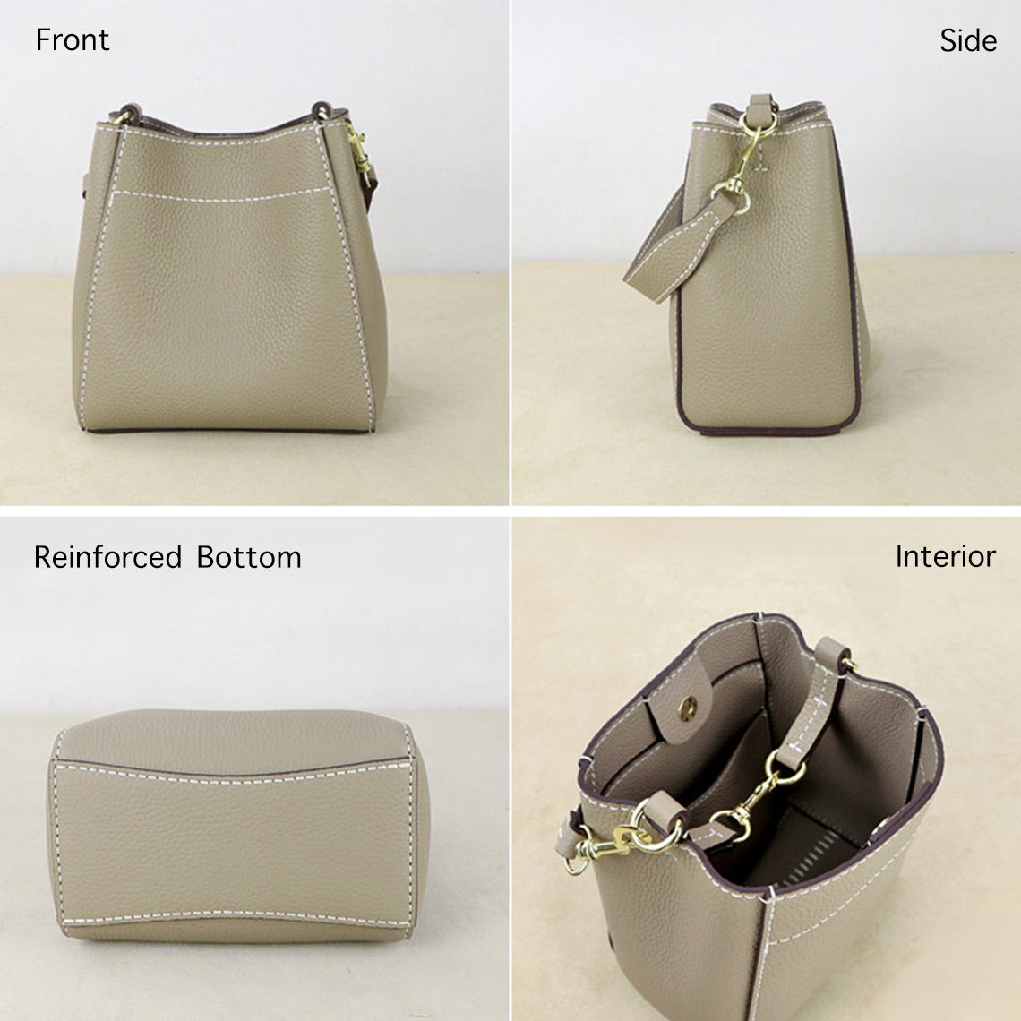HANDSEWGIFT Women Bucket Bag Top Grain Leather DIY Kit
