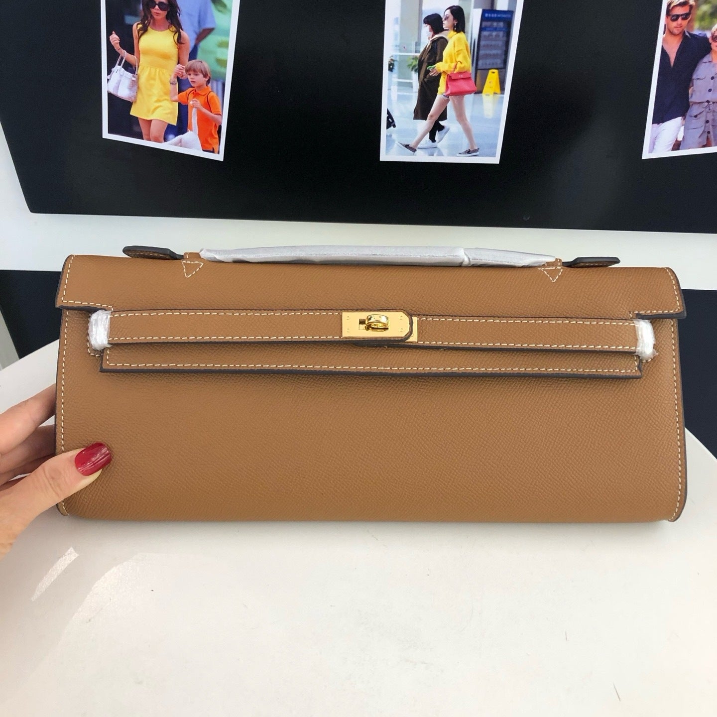 Cut Clutch Bag Epsom Leather Golden Hardware