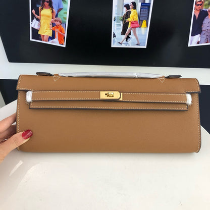 Cut Clutch Bag Epsom Leather Golden Hardware