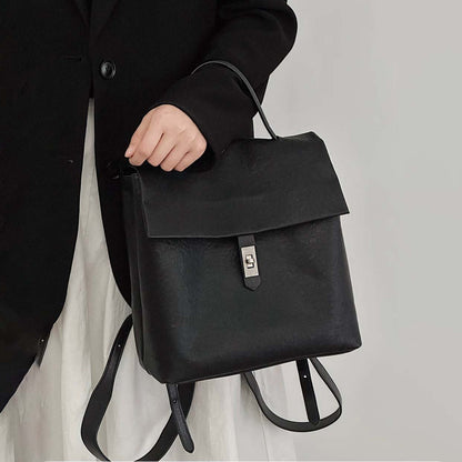 Vegetable-Tanned Cowhide Vintage Flap Backpack