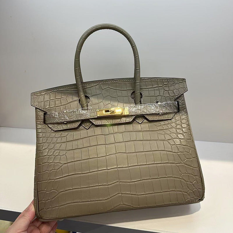 Inspired Berkin Bag Crocodile Pattern Leather Evercolor Handbags for Woman