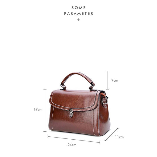 Genuine Leather Handbag - Top Grain Cowhide Square Bag