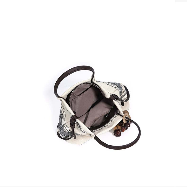 Striped Linen Ethnic Handbag Crossbody Bag
