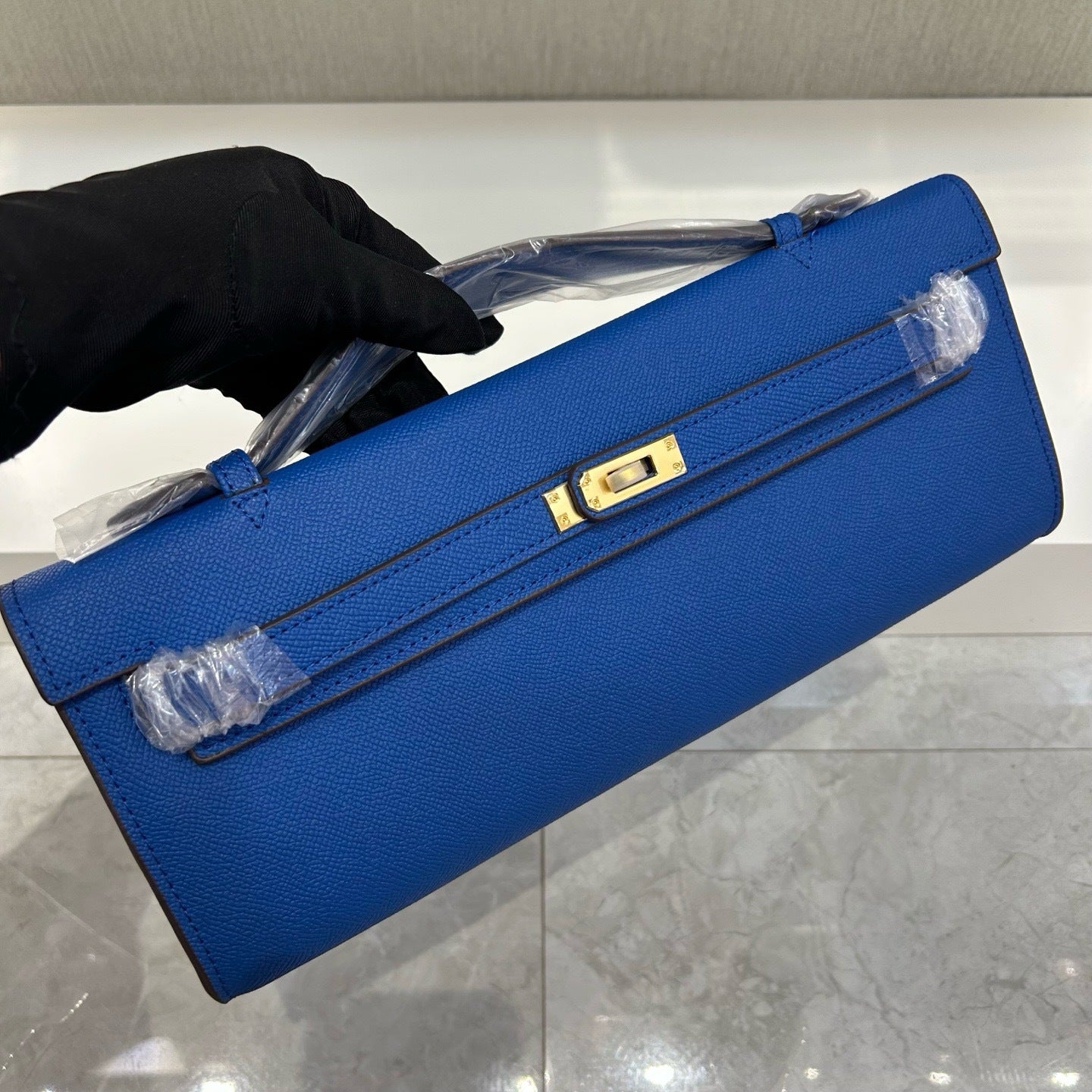 Cut Clutch Bag Epsom Leather Golden Hardware