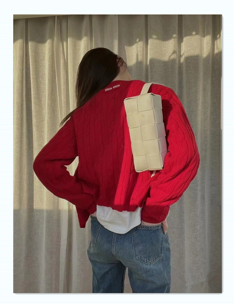 Leather Woven Bag Women Hobo Bag