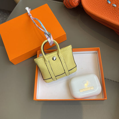 Top Grain Leather Inspired Mini Garden Party Bag Charm Holder for AirPods Pro