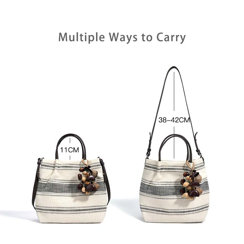 Striped Linen Ethnic Handbag Crossbody Bag