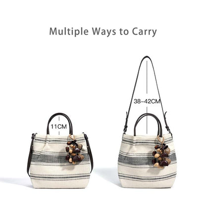 Striped Linen Ethnic Handbag Crossbody Bag