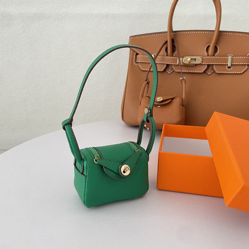 Iconic Inspired Mini Lindi Handbag Charm Vegan Leather Earphone Storage Bag