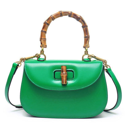 Genuine Leather Inspired Retro Bamboo Top Handle Mini Bag