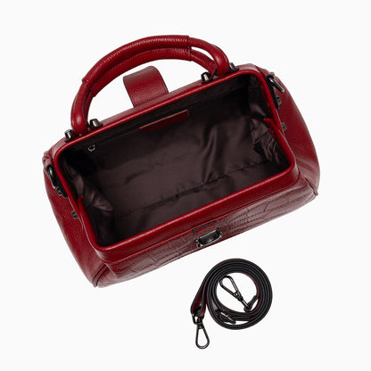 Crocodile-embossed Genuine Leather Doctor Bag Women Tote Bag
