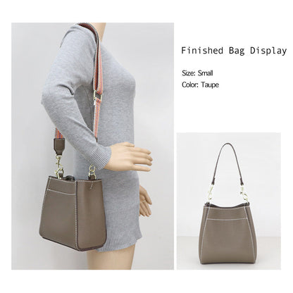 HANDSEWGIFT Women Bucket Bag Top Grain Leather DIY Kit