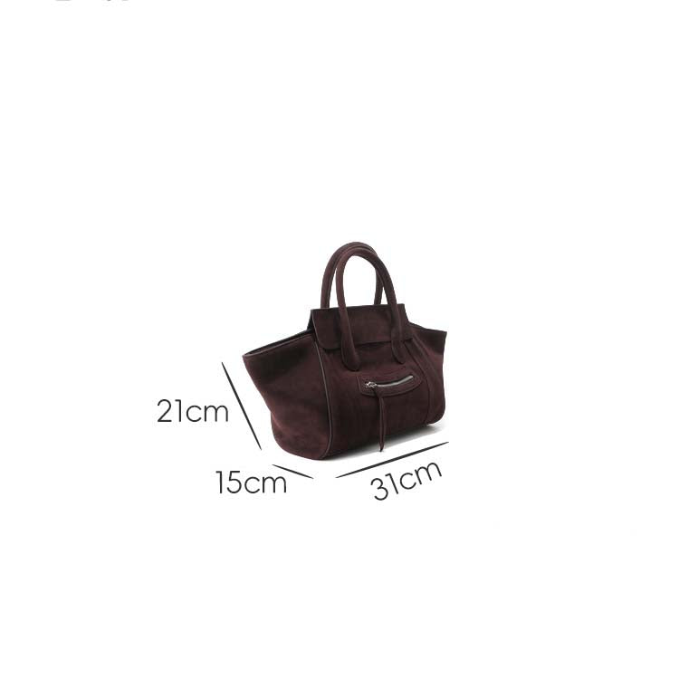 Large Capacity Suede Smile Handbag in Retro Street Style