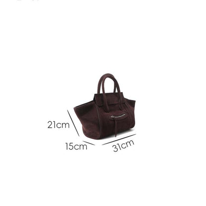 Large Capacity Suede Smile Handbag in Retro Street Style