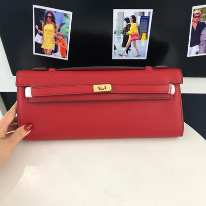Cut Clutch Bag Epsom Leather Golden Hardware