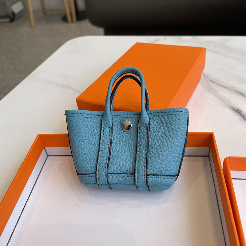 Top Grain Leather Inspired Mini Garden Party Bag Charm Holder for AirPods Pro