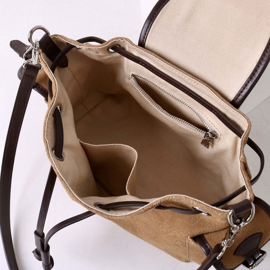 Suede Leather Multi-Pocket Crossbody Bag - Retro Spliced Edition