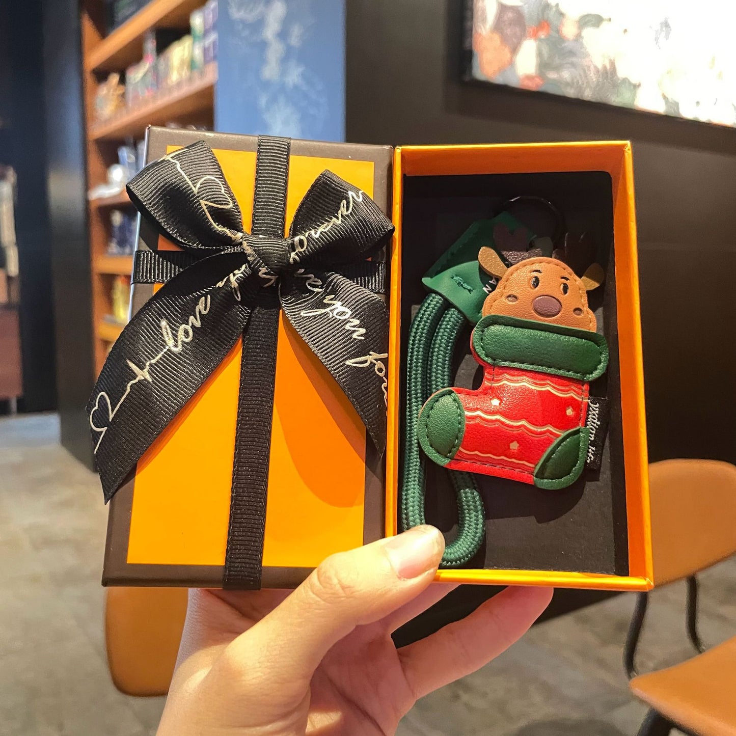 Santa Christmas Ornaments Christmas Gifts Vegan Leather Bag Charms, Keychains