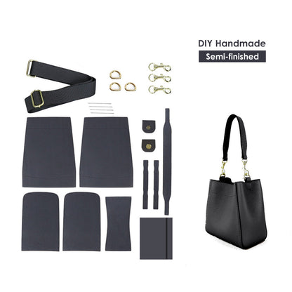 HANDSEWGIFT Women Bucket Bag Top Grain Leather DIY Kit