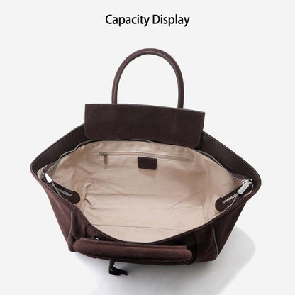 Large Capacity Suede Smile Handbag in Retro Street Style