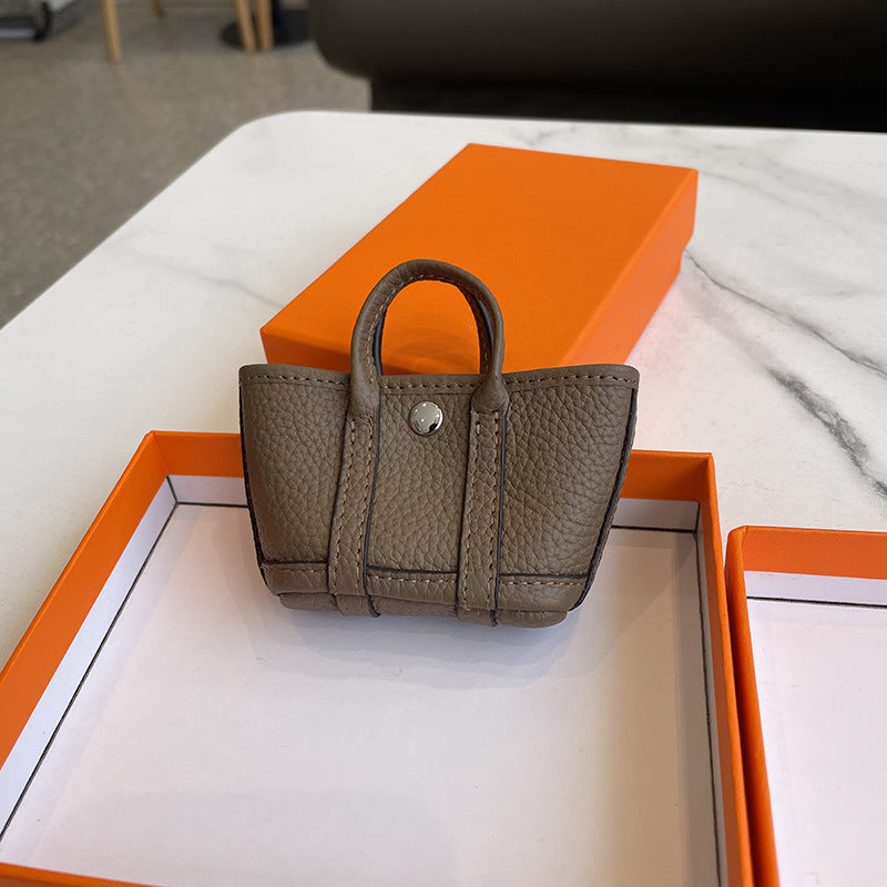 Top Grain Leather Inspired Mini Garden Party Bag Charm Holder for AirPods Pro