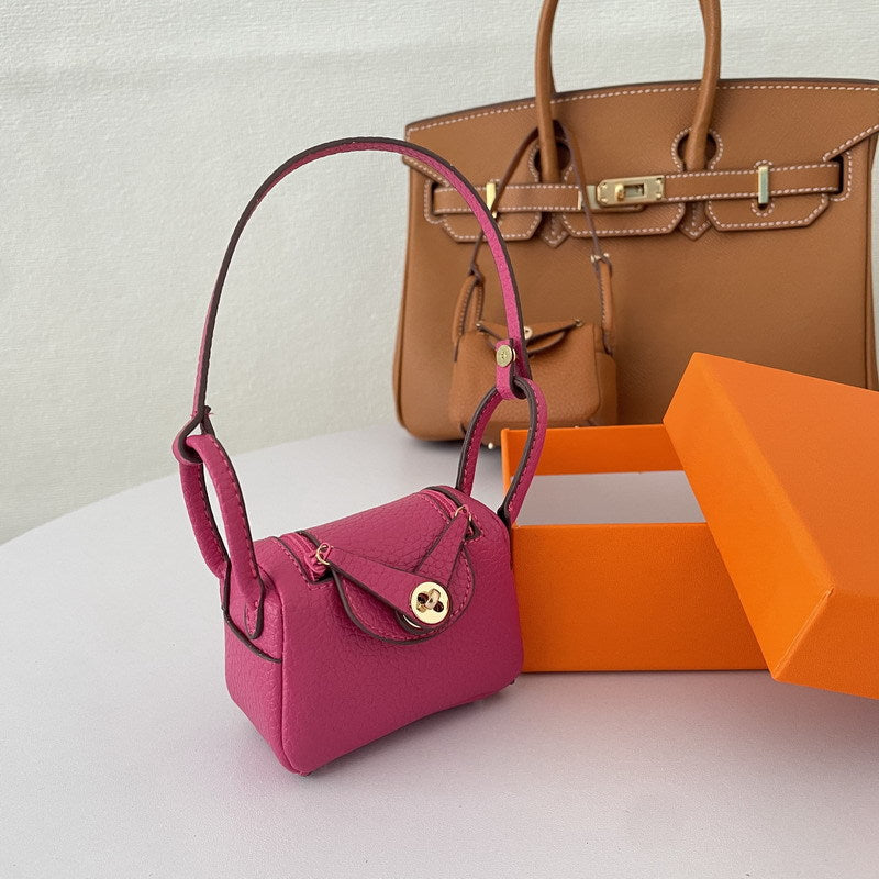 Iconic Inspired Mini Lindi Handbag Charm Vegan Leather Earphone Storage Bag