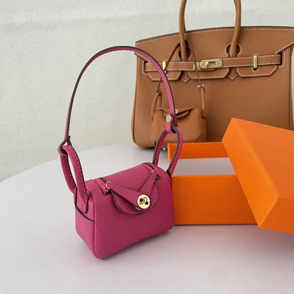 Iconic Inspired Mini Lindi Handbag Charm Vegan Leather Earphone Storage Bag