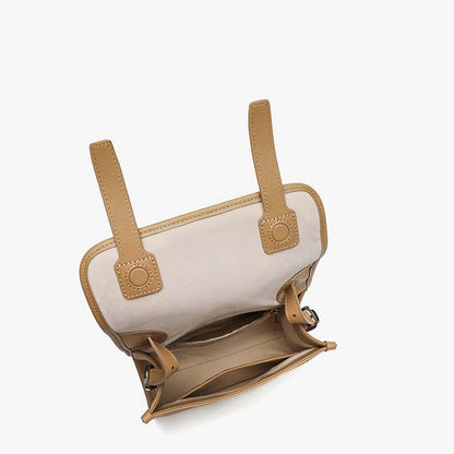 Retro Top-Grain Cowhide Mini Crossbody Bag - Vintage Genuine Leather Small Square Satchel for Women
