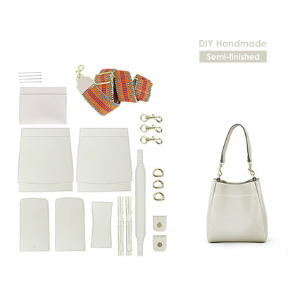 HANDSEWGIFT Women Bucket Bag Top Grain Leather DIY Kit