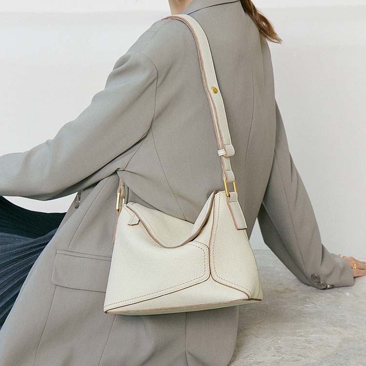 Genuine Leather Geometric Crossbody Bag for Woman