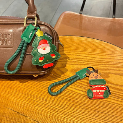 Santa Christmas Ornaments Christmas Gifts Vegan Leather Bag Charms, Keychains