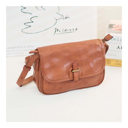 Vegetable Tanned Leather Messenger Bag Small Square Purse