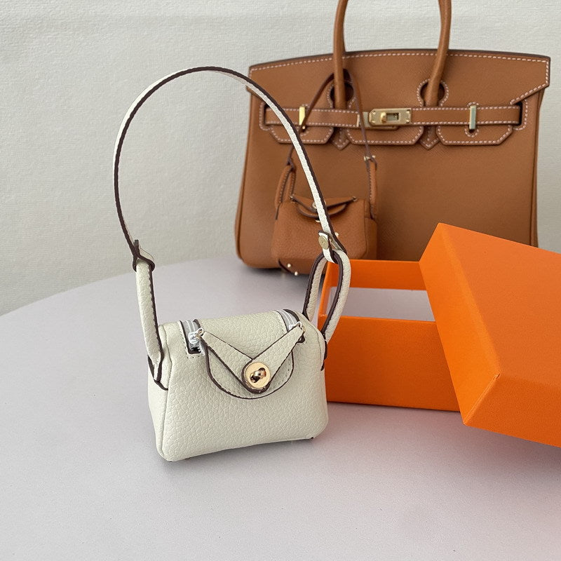 Iconic Inspired Mini Lindi Handbag Charm Vegan Leather Earphone Storage Bag