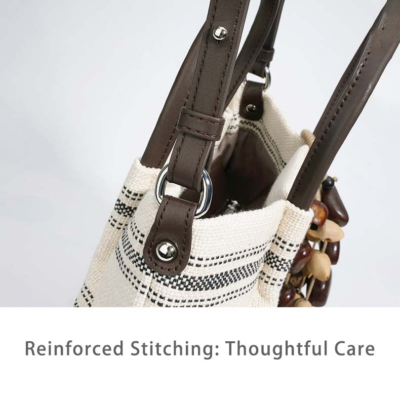 Striped Linen Ethnic Handbag Crossbody Bag